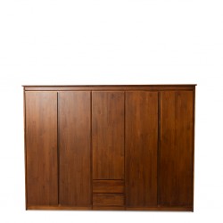 Knotty Wardrobe 5 Doors & 2 Drawers Pine