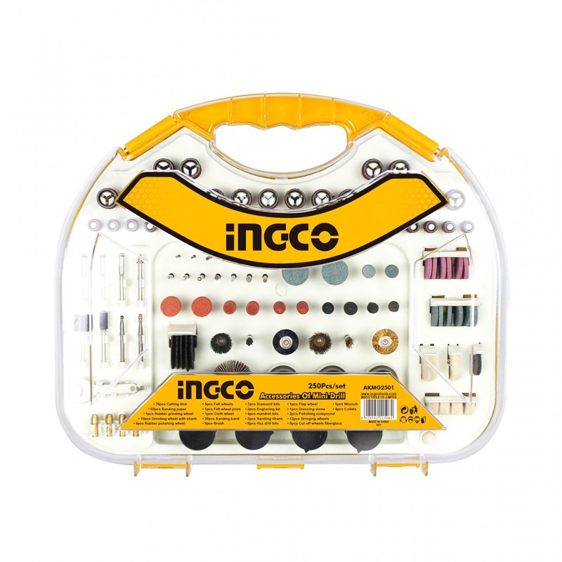 Ingco Akmg2501 250Pcs Accessories  Of Mini Drill