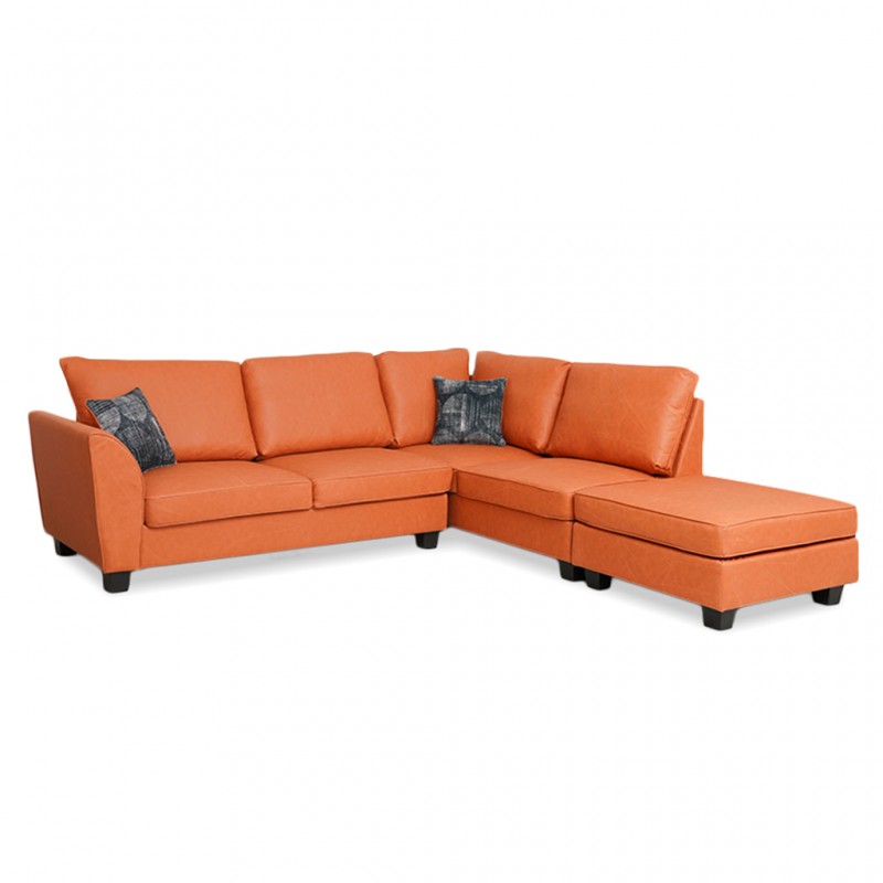 Bella Sofa Corner in Paprika Col Leather Gel