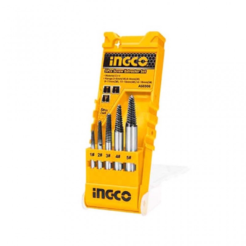 Ingco Ase008 5Pcs Screw Extractor Set