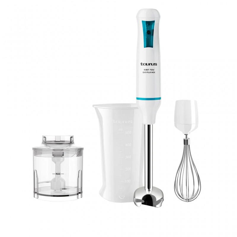 Taurus Robot 750 Easy Plus Inox 750W Hand Blender With Chopper jar, Whisk & Measuring Cup- 916402000