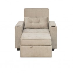 Pullout Chair W/2 Cupholder in Beige Col Fabric
