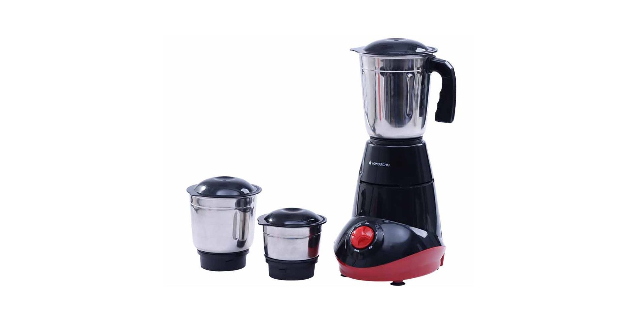 Wonderchef WON651 Capri 550W Red/Black Mixer Grinder 5YW On Motor "O"