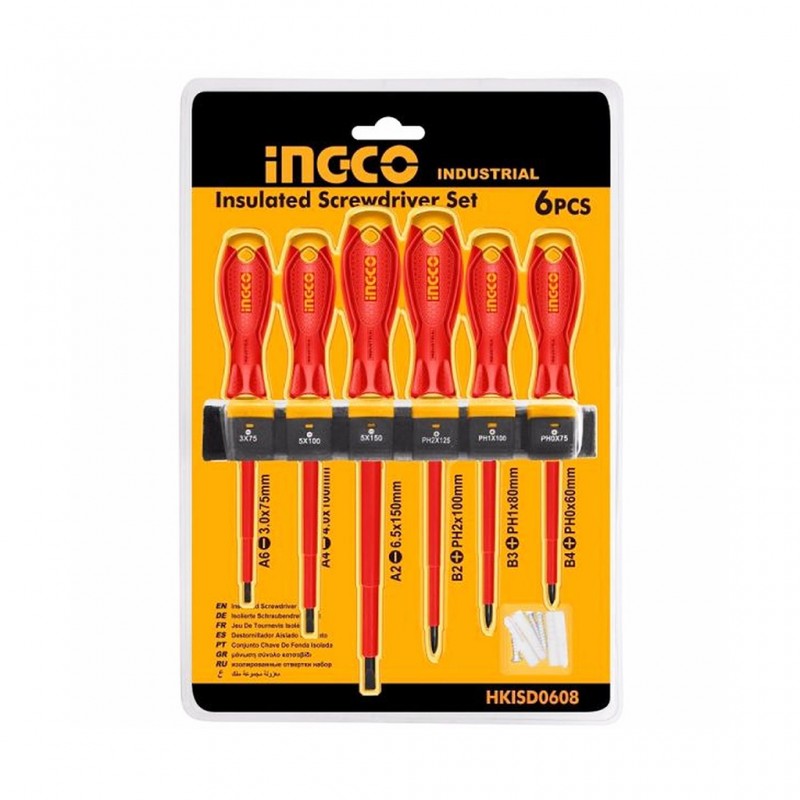 Ingco Hkisd0608 6 Pcs Insulated Screwdriver Set Ingco Hkisd0608 6 Pcs Insulated Screwdriver Set