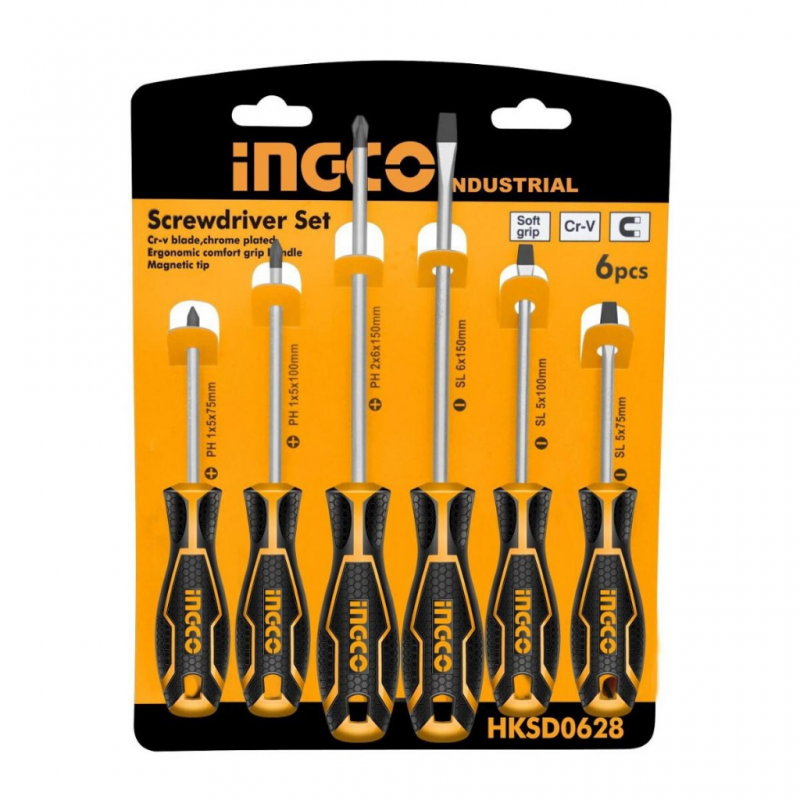 Ingco Hksd0628 6 Pcs Screwdriver Set