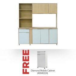 Hellen Kitchen Cabinet 7 Doors & 1 Drawer & Free Diamond Multipurpose Mobile Cabinet With 1 Drawer Plus