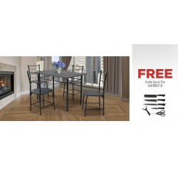 Barite Table and 4 Chairs Metal & Free Knife Set 6 Pcs In Color Box