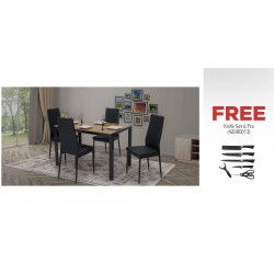 Tithonia Table and 4 Chairs Metal/MDF & Free Knife Set 6 Pcs In Color Box