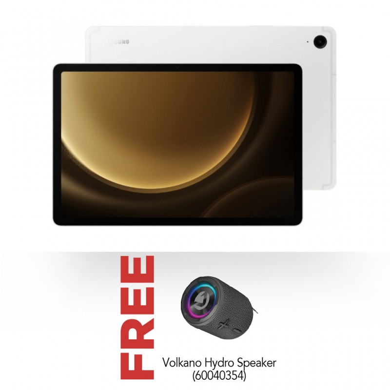 SAMSUNG GALAXY TAB S9 FE 5G 6GB 128GB SILVER & Free Volkano Hydro Series IPX7 Speaker - Black