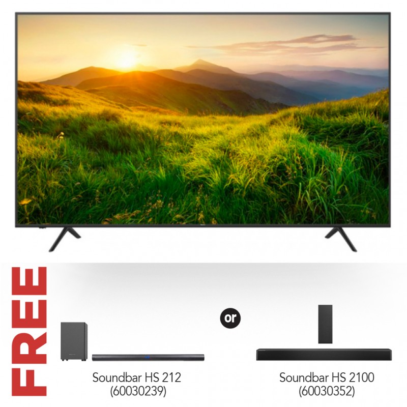 Hisense 75A6H 75'' 4K Smart TV & Free Hisense HS212 Sound Bar OR Hisense HS 2100 Sound bar