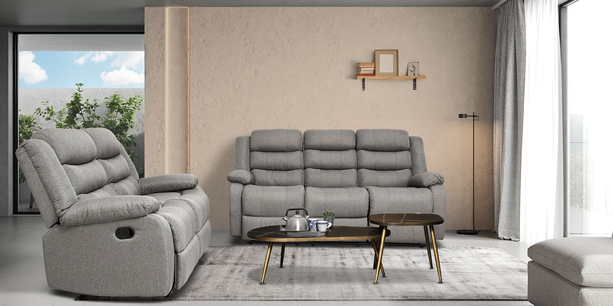 Tavana Recliner 3+2 Str Fabric Grey