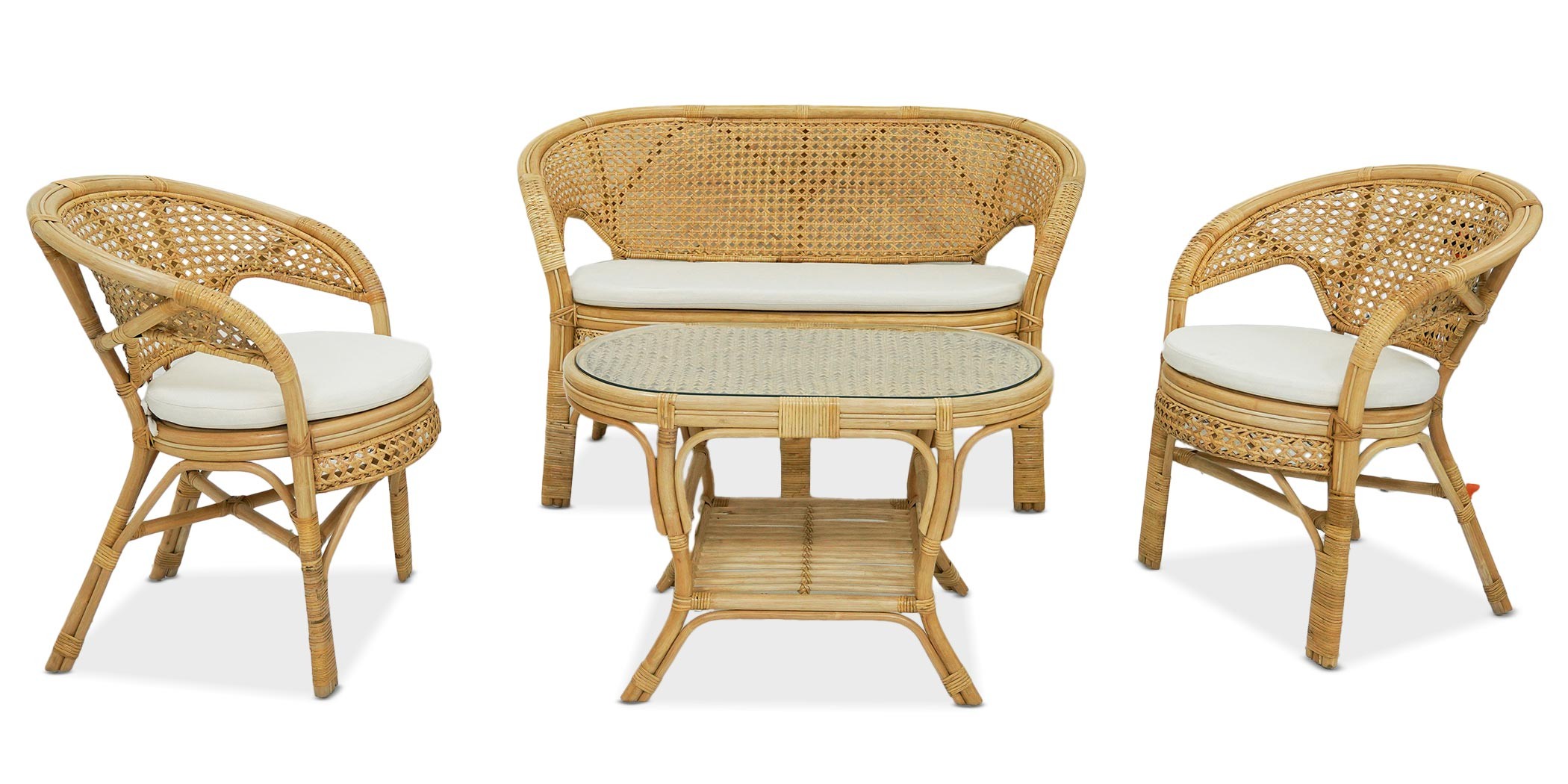 Webli Sofa Set 2+1+1 With Coffee Table Natural Rattan