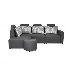 Angelo Corner LHF Chaise+RHF 3S+Ottoman D.Grey Col Fab