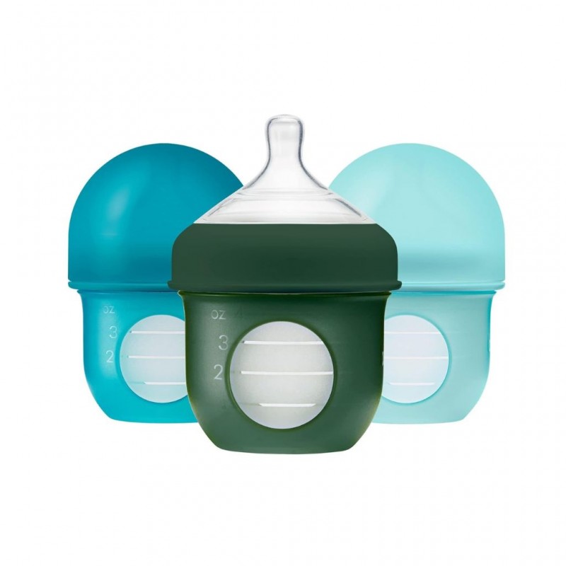 Boon Nursh Silicone Pouch Bottle 4oz 3pk - Blue Multi B11228 Boon Nursh Silicone Pouch Bottle 4oz 3pk - Blue Multi B11228