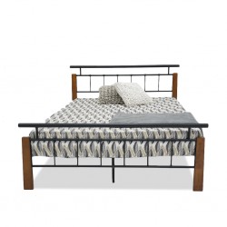 Rhodes Bed 160x200 cm Black Metal Rubberwood