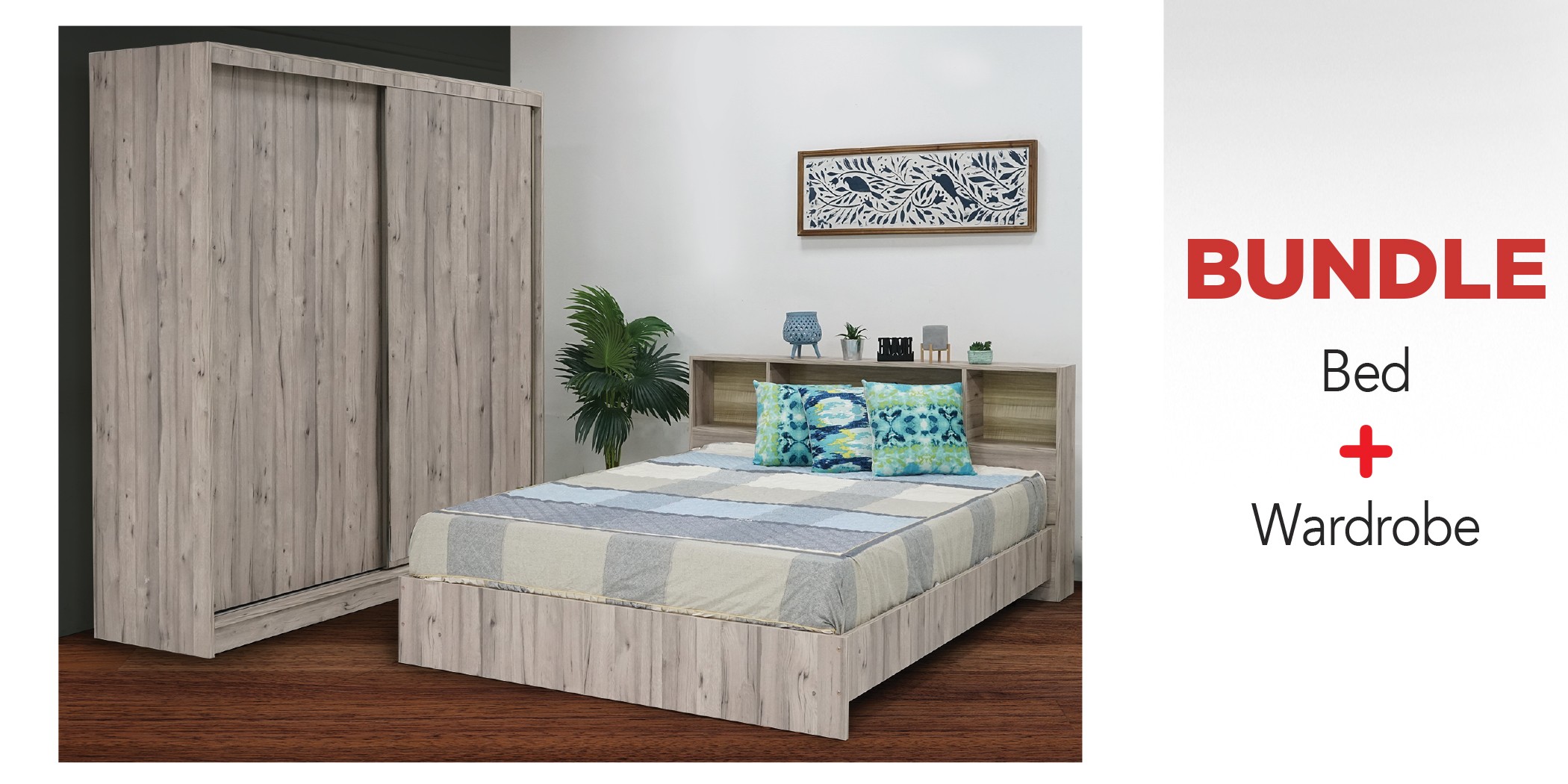 Irvine Bed 160x200 cm PB Florensa, Headboard Box & Free Irvine Wardrobe Sliding Doors (Without Mirror) Florensa