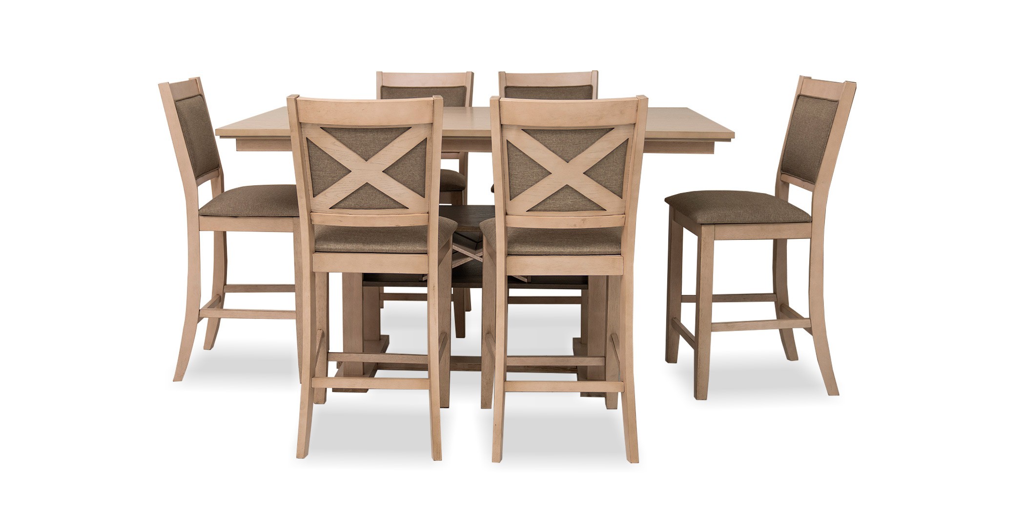 Deborah High Table And 6 High Chairs Oak Veneer