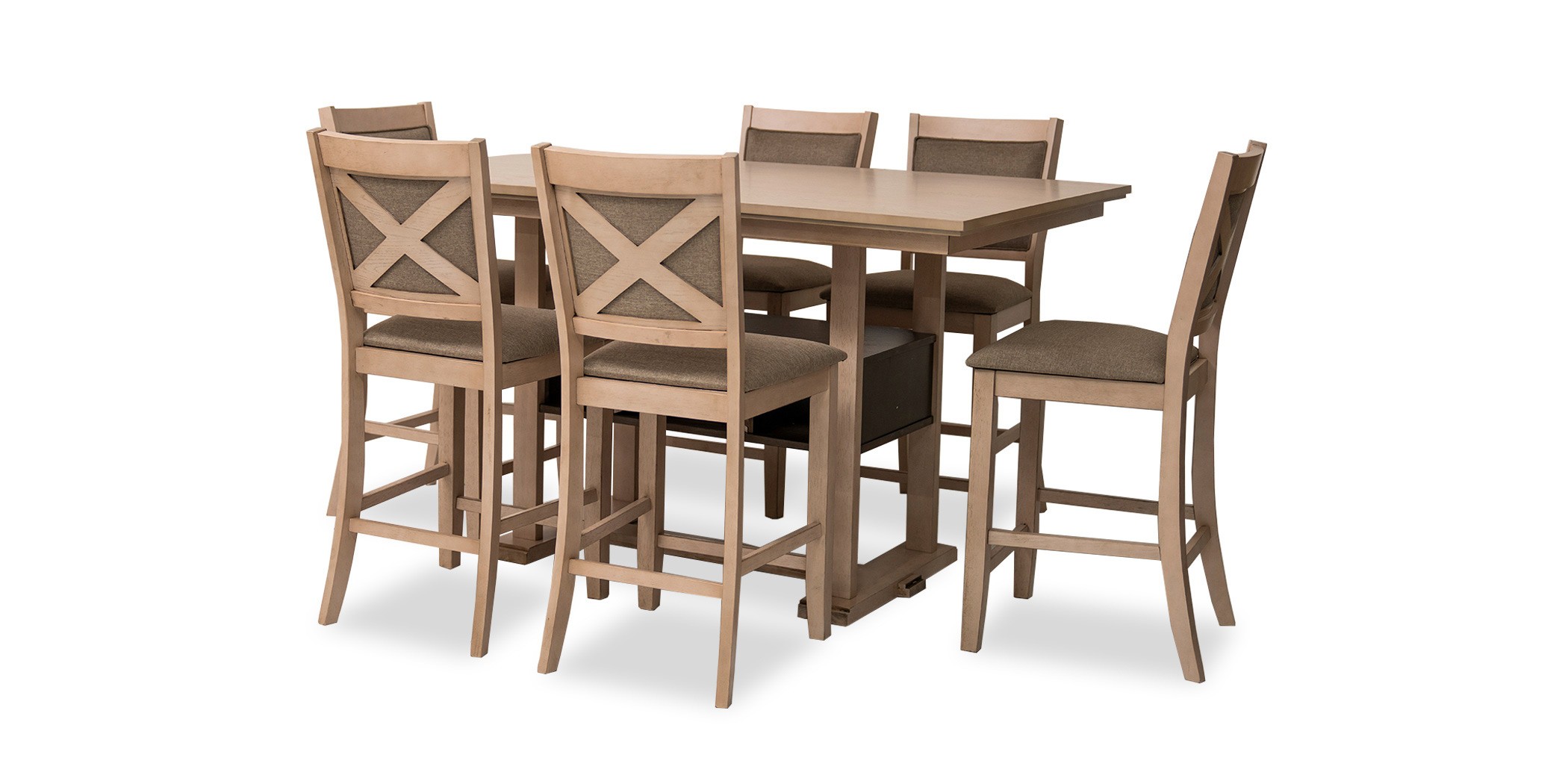Deborah High Table And 6 High Chairs Oak Veneer