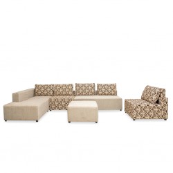 Tola Corner LHF Chaise+2S Armless+Otto Fab Beige