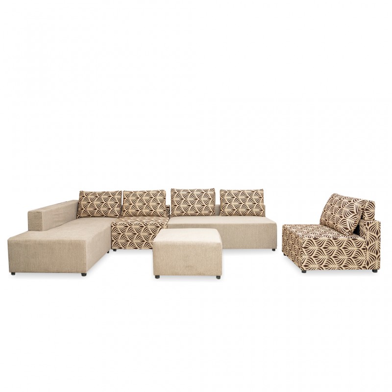 Tola Corner LHF Chaise+2S Armless+Otto Fab Beige