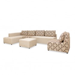 Tola Corner LHF Chaise+2S Armless+Otto Fab Beige