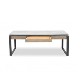 Coastal Coffee Table Pudalas Grey With Drawer