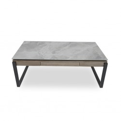Coastal Coffee Table Pudalas Grey With Drawer