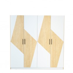 Cabana Wardrobe 4 Doors Applewood & White