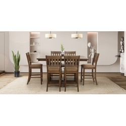 Serafina High Table And 6 High Chairs Ash Veneer