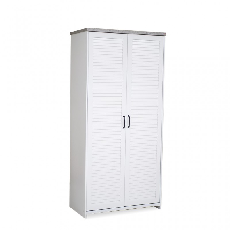 Aini Wardrobe 2 Doors White & Marble Grey Aini Wardrobe 2 Doors White & Marble Grey