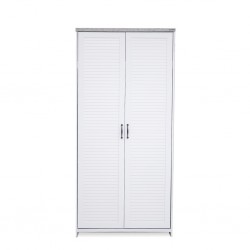 Aini Wardrobe 2 Doors White & Marble Grey