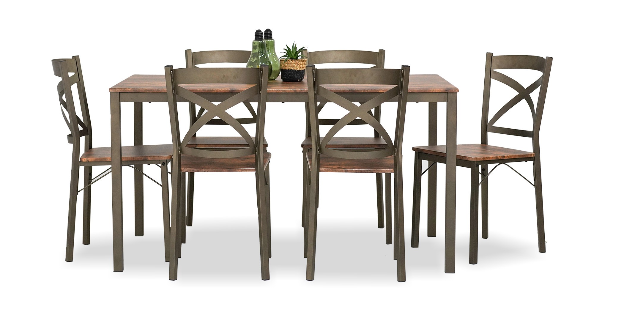 Nion Table and 6 Chairs Metal/MDF