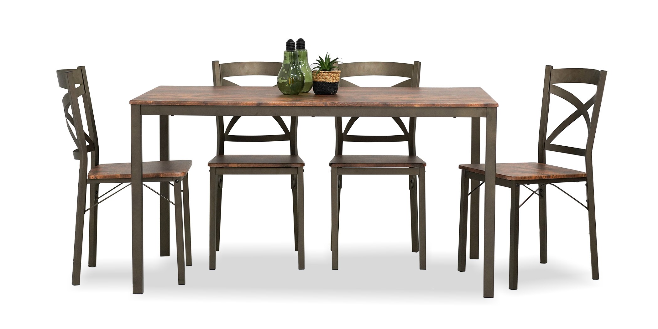 Nion Table and 6 Chairs Metal/MDF
