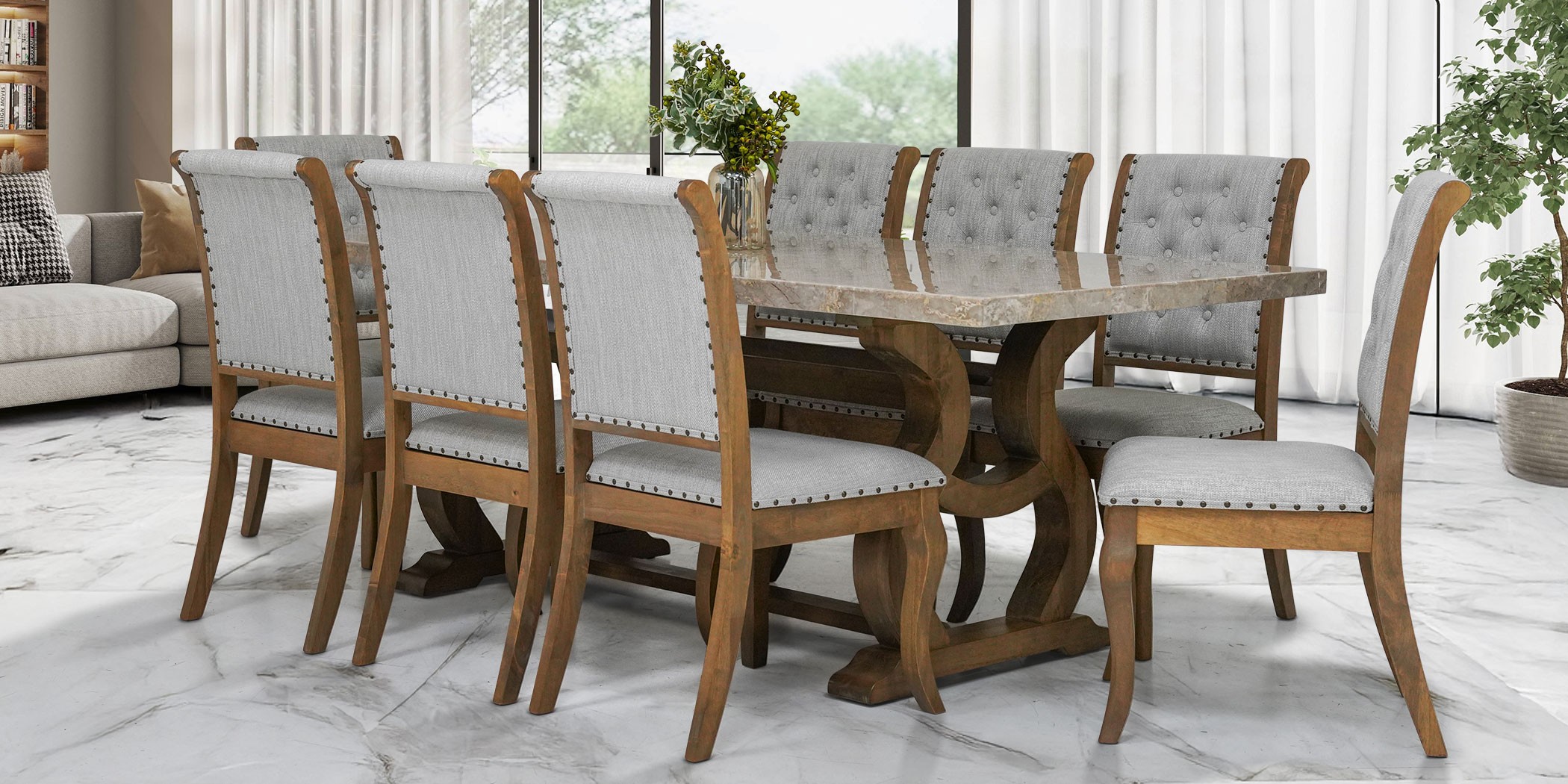 Merlin Table and 8 Chairs Antique Oak Merlin Table and 8 Chairs Antique Oak