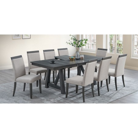 Ashzone Extendable Table and 10 Chairs Sky Grey