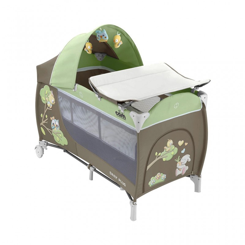 Cam Daily Plus Travel Cot - Owl (Green/Brown)