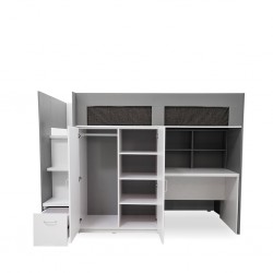 Astoria Bunk Bed 107x190cm Plywood Grey and Acrylic White
