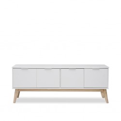 Campus Low TV Stand With 4 Doors White Matte/Mixe