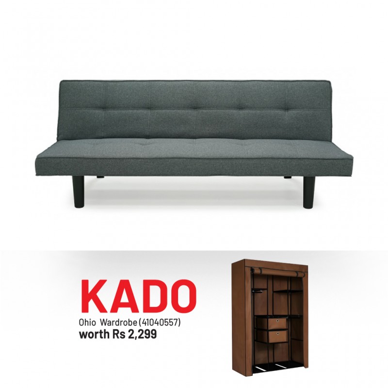 Helena Sofa Bed Dark Grey Fabric & Free Ohio Closet Brown