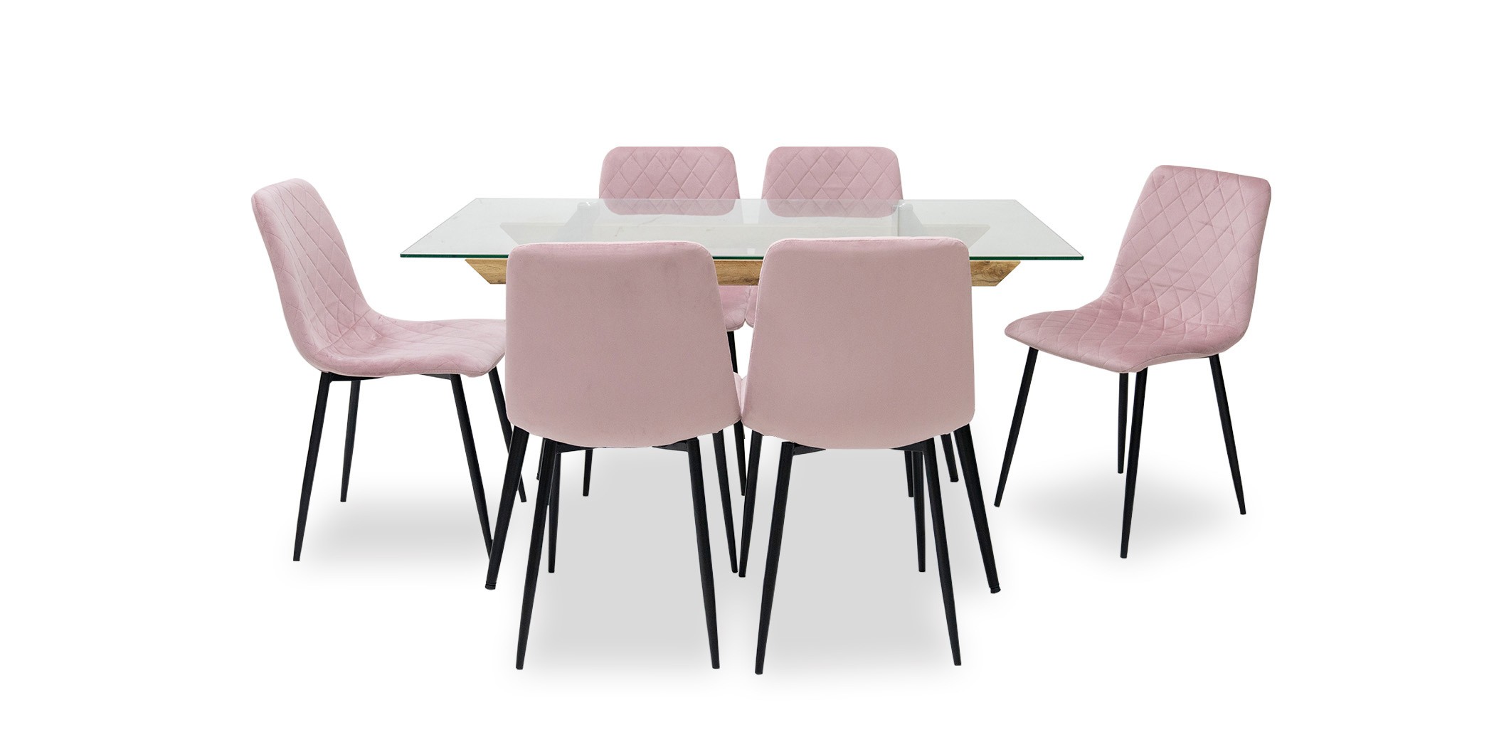 Chewy Table and 6 Chairs Pink Fabric
