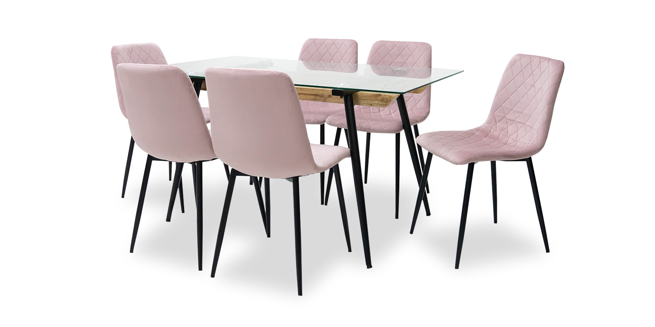 Chewy Table and 6 Chairs Pink Fabric