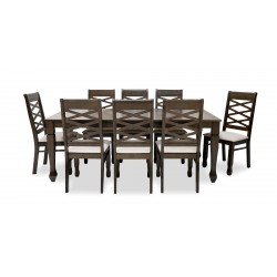 Nairobi Table and 8 chairs Rubberwood Merlot Color Fabric FUR-0595-2