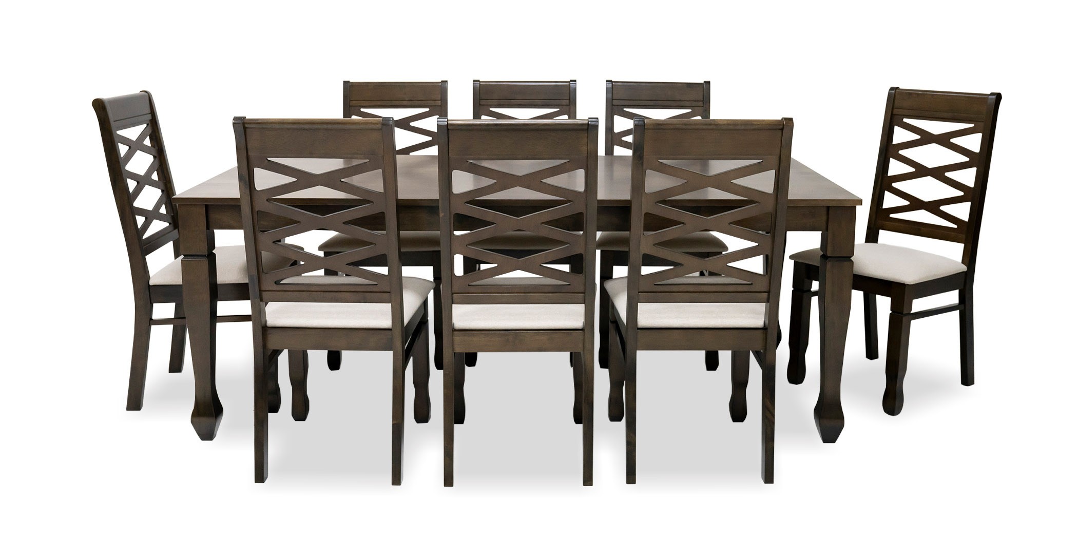 Nairobi Table and 8 chairs Rubberwood Merlot Color Fabric FUR-0595-2