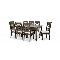 Nairobi Table and 8 chairs Rubberwood Merlot Color Fabric FUR-0595-2
