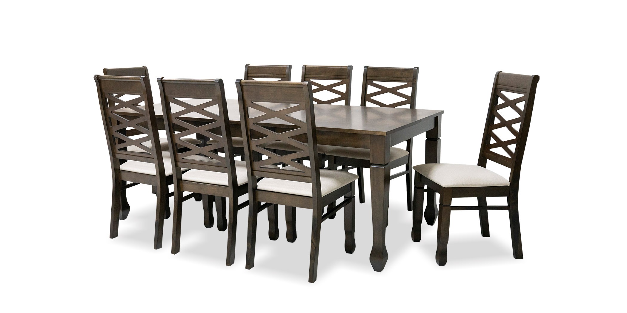 Nairobi Table and 8 chairs Rubberwood Merlot Color Fabric FUR-0595-2