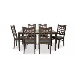 Ranger Table and 6 Chairs Rubberwood Dark Walnut Fabric G-R-Espresso