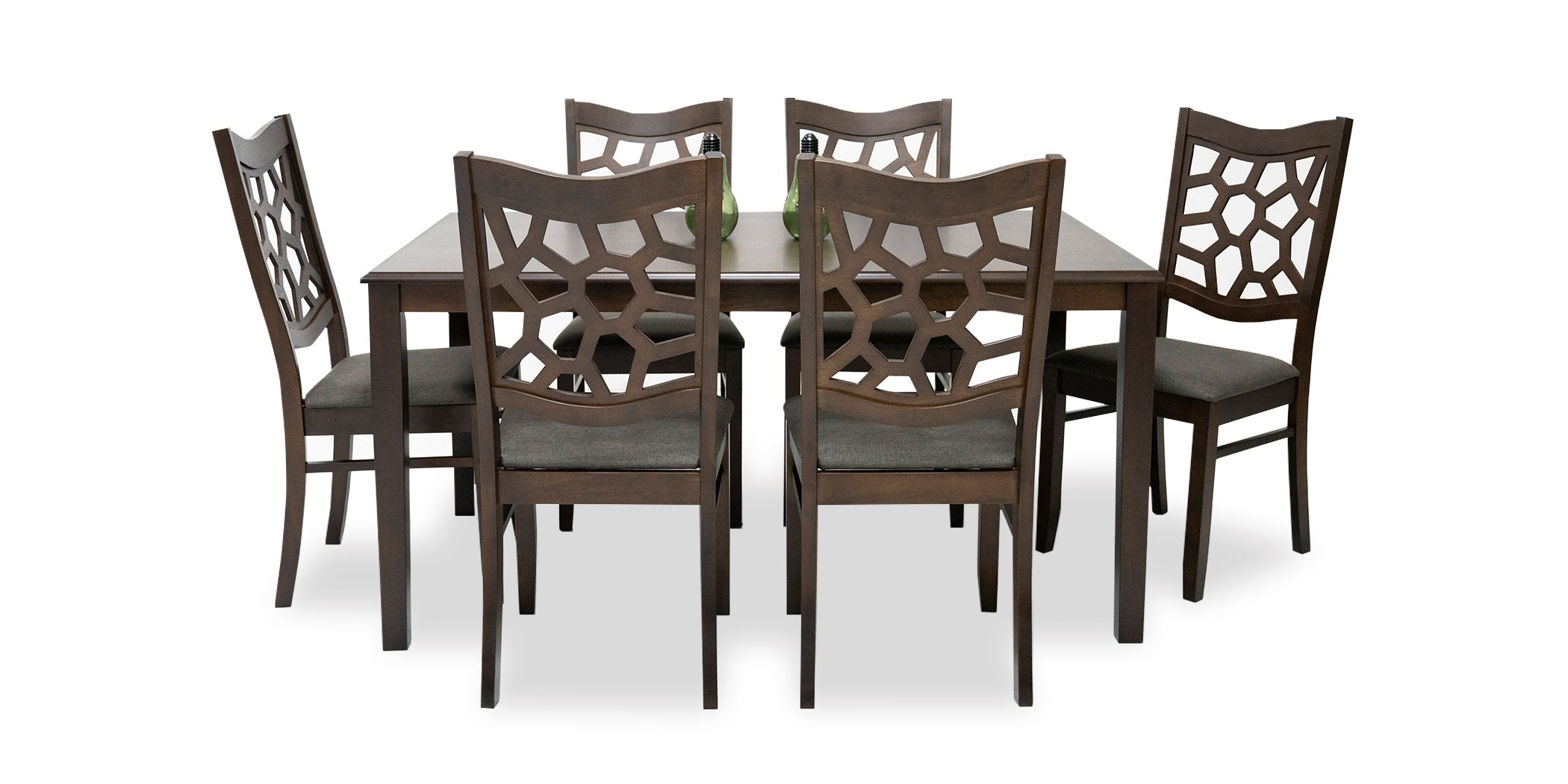 Ranger Table and 6 Chairs Rubberwood Dark Walnut Fabric G-R-Espresso