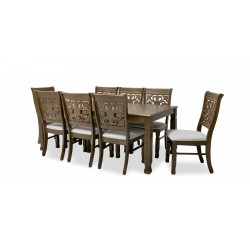 Lexington Table and 8 Chairs Antique Nyatuh Fabric FUR-0595-1