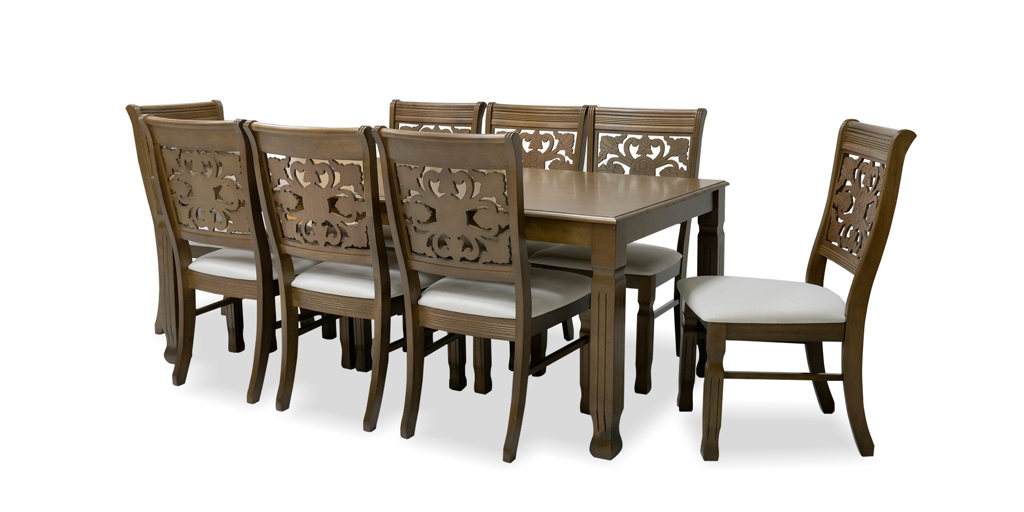 Lexington Table and 8 Chairs Antique Nyatuh Fabric FUR-0595-1