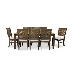 Lexington Table and 8 Chairs Antique Nyatuh Fabric FUR-0595-1